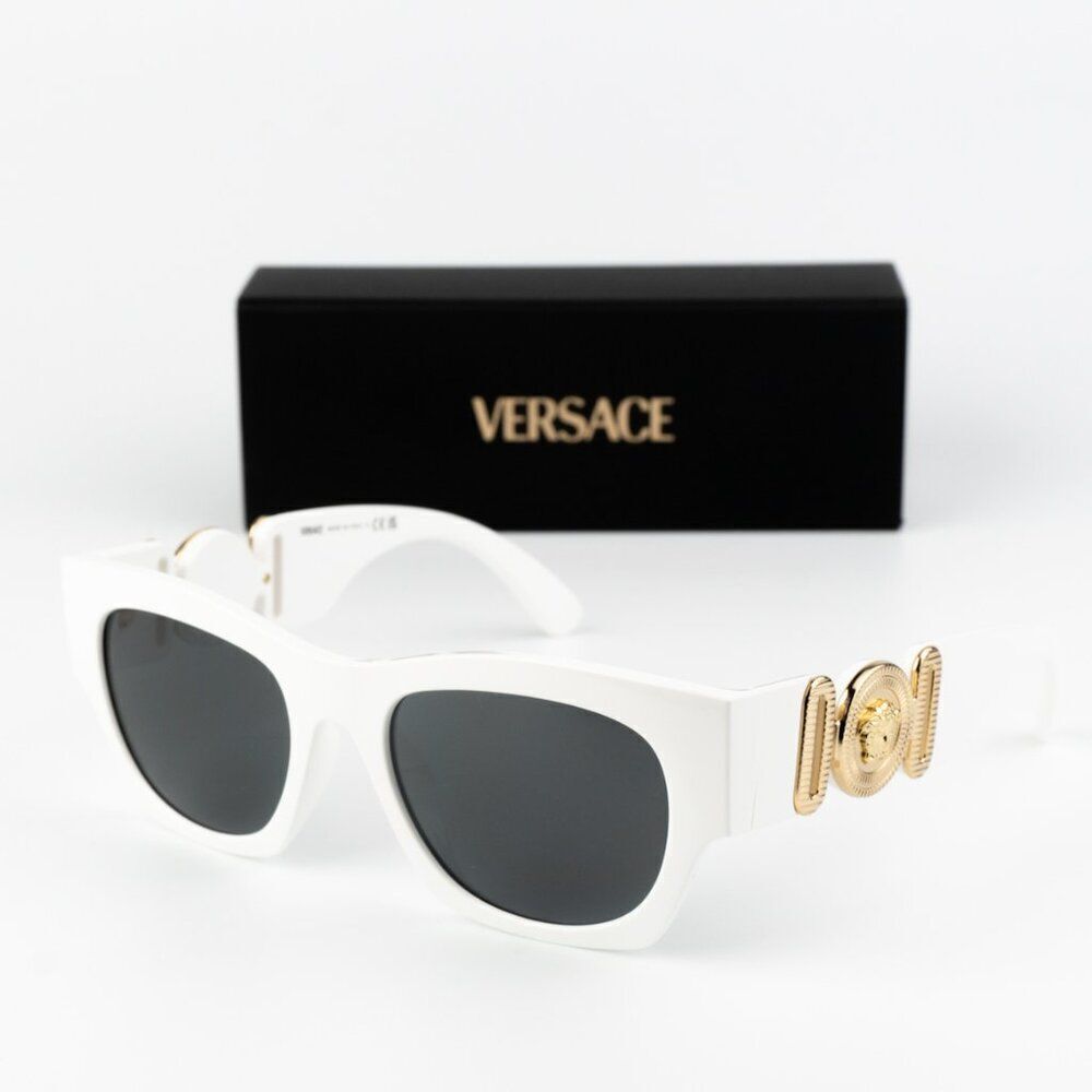 NEW Versace VE4479U 314/87 White Dark Grey Square Women Sunglasses